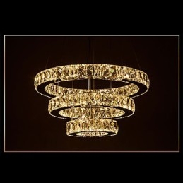 Pendellampe Moderne Belysning Varmhvit Tre Ringer D204060 Gjennomsiktig K9 Store Krystall Taklamper