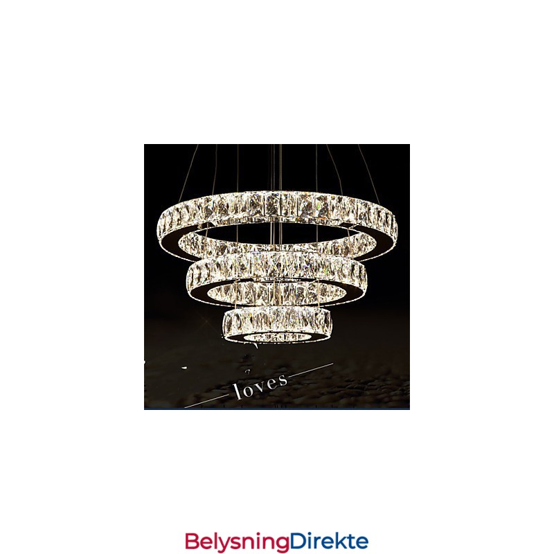 Pendellampe Moderne Belysning Varmhvit Tre Ringer D204060 Gjennomsiktig K9 Store Krystall Taklamper