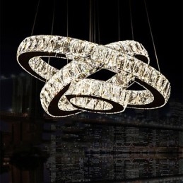 Pendellampe Moderne Belysning Varmhvit Tre Ringer D204060 Gjennomsiktig K9 Store Krystall Taklamper