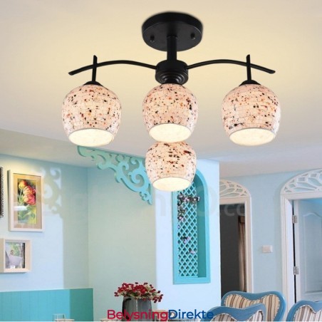 Integrert Lysekrone I Middelhavsstil Med 4 Lys Og Glassskjerm
