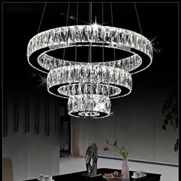 Krystall Pendellampe Moderne Belysning Tre Ringer D204060 K9 Store Krystall Taklamper