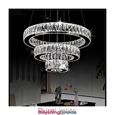 Krystall Pendellampe Moderne Belysning Tre Ringer D204060 K9 Store Krystall Taklamper