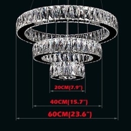 Krystall Pendellampe Moderne Belysning Tre Ringer D204060 K9 Store Krystall Taklamper