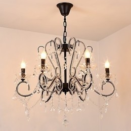 Krystalllysekrone Med 6 Lys Moderne Samtidsstil Tradisjonell Klassisk Rustikk Hytte Vintage Retro