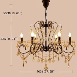 Krystalllysekrone Med 6 Lys Moderne Samtidsstil Tradisjonell Klassisk Rustikk Hytte Vintage Retro