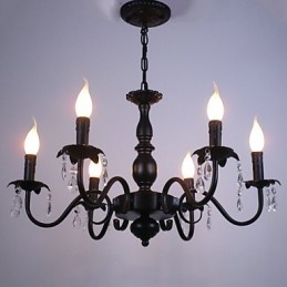 Europeisk Stil Lysekrone Krystalllampe Enkel Jernkunstlampe Dekorativ Lampe