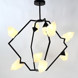 Ni-Lys Postmoderne Metalllysekrone Med Glass I Ferskenfarget Farge, Canteen Decorate-Pendellampe