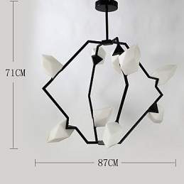 Ni-Lys Postmoderne Metalllysekrone Med Glass I Ferskenfarget Farge, Canteen Decorate-Pendellampe
