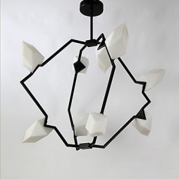 Ni-Lys Postmoderne Metalllysekrone Med Glass I Ferskenfarget Farge, Canteen Decorate-Pendellampe