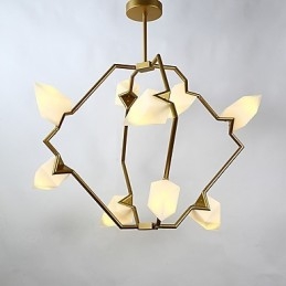 Ni-Lys Postmoderne Metalllysekrone Med Glass I Ferskenfarget Farge, Canteen Decorate-Pendellampe