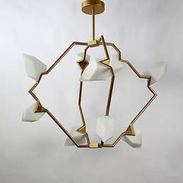 Ni-Lys Postmoderne Metalllysekrone Med Glass I Ferskenfarget Farge, Canteen Decorate-Pendellampe