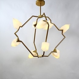 Ni-Lys Postmoderne Metalllysekrone Med Glass I Ferskenfarget Farge, Canteen Decorate-Pendellampe