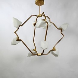 Ni-Lys Postmoderne Metalllysekrone Med Glass I Ferskenfarget Farge, Canteen Decorate-Pendellampe