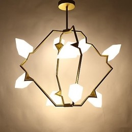 Ni-Lys Postmoderne Metalllysekrone Med Glass I Ferskenfarget Farge, Canteen Decorate-Pendellampe