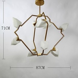 Ni-Lys Postmoderne Metalllysekrone Med Glass I Ferskenfarget Farge, Canteen Decorate-Pendellampe