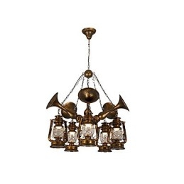 Rustikk Hytte Vintage Retro Country Globe Maleri Feature For Mini Style Designers Metalllysekrone