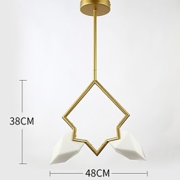 2-Lys Postmoderne Metall- Og Glasslysekronelampe I Fersken, Canteen Decorate-Pendellampe