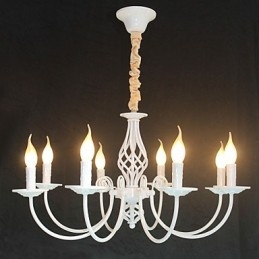 Europeisk Enkel Jernlampe Med Stearinlys Og 8 Lysekroner