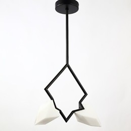 2-Lys Postmoderne Metall- Og Glasslysekronelampe I Fersken, Canteen Decorate-Pendellampe