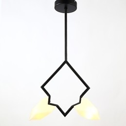 2-Lys Postmoderne Metall- Og Glasslysekronelampe I Fersken, Canteen Decorate-Pendellampe