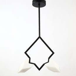 2-Lys Postmoderne Metall- Og Glasslysekronelampe I Fersken, Canteen Decorate-Pendellampe