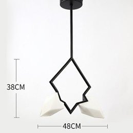 2-Lys Postmoderne Metall- Og Glasslysekronelampe I Fersken, Canteen Decorate-Pendellampe