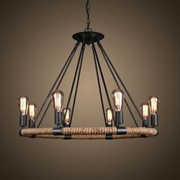 Tradisjonell Klassisk Rustikk Hytte Vintage Retro Landlig Maleri Metall Pendellampe