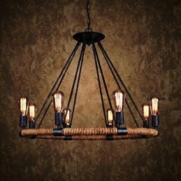 Tradisjonell Klassisk Rustikk Hytte Vintage Retro Landlig Maleri Metall Pendellampe