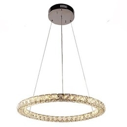 Moderne Ringkrystall Pendellampe Krystalllysekrone Taklampe Innendørs Lamper Dimbar Med Fjernkontroll