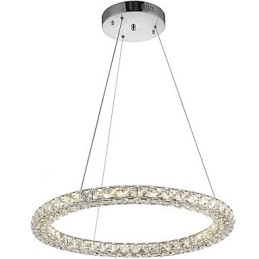Moderne Ringkrystall Pendellampe Krystalllysekrone Taklampe Innendørs Lamper Dimbar Med Fjernkontroll