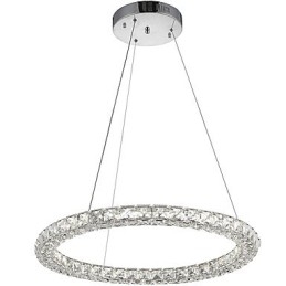 Moderne Ringkrystall Pendellampe Krystalllysekrone Taklampe Innendørs Lamper Dimbar Med Fjernkontroll