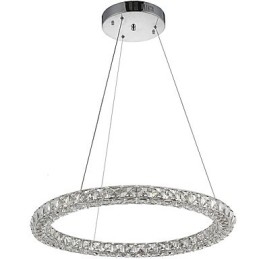 Moderne Ringkrystall Pendellampe Krystalllysekrone Taklampe Innendørs Lamper Dimbar Med Fjernkontroll