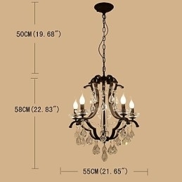 Krystalllysekrone Med 5 Lys Moderne Samtidsstil Tradisjonell Klassisk Rustikk Hytte Vintage Retro Lanterne Tromme Landlig Maling