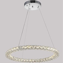 Moderne Ringkrystall Pendellampe Moderne Krystalllysekrone Taklampe Innendørs Lampe Dimbar Med Fjernkontroll