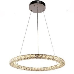 Moderne Ringkrystall Pendellampe Moderne Krystalllysekrone Taklampe Innendørs Lampe Dimbar Med Fjernkontroll