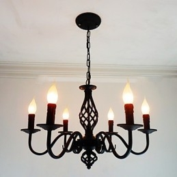 Kunstnerisk Elegant Og Moderne Andre Funksjoner For Stearinlysstil Metall Innendørs Lysekrone Med 6 Pærer
