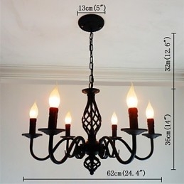 Kunstnerisk Elegant Og Moderne Andre Funksjoner For Stearinlysstil Metall Innendørs Lysekrone Med 6 Pærer