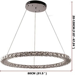 Ringkrystall Pendellampe Moderne Krystalllysekrone Taklamper Innendørs Lampe Armaturer Dimbar Med Fjernkontroll