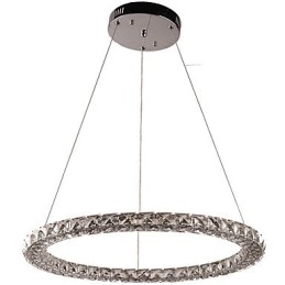 Ringkrystall Pendellampe Moderne Krystalllysekrone Taklamper Innendørs Lampe Armaturer Dimbar Med Fjernkontroll