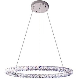 Ringkrystall Pendellampe Moderne Krystalllysekrone Taklamper Innendørs Lampe Armaturer Dimbar Med Fjernkontroll