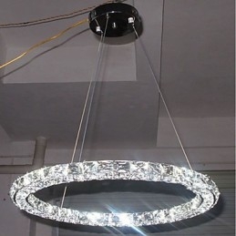 Ringkrystall Pendellampe Moderne Krystalllysekrone Taklamper Innendørs Lampe Armaturer Dimbar Med Fjernkontroll