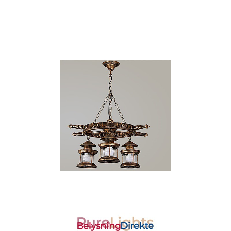 Rustikk Hytte Vintage Retro Country Globe Maleri Feature For Mini Style Designers Metalllysekrone