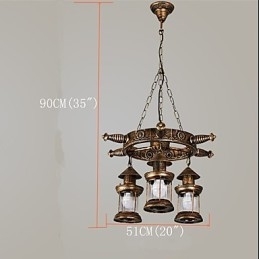 Rustikk Hytte Vintage Retro Country Globe Maleri Feature For Mini Style Designers Metalllysekrone
