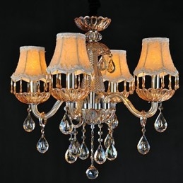 Lysekrone I Krystall, Retro, Glass, 4 Lys