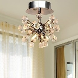 Moderne Samtids Krystall Mini-Style Krom Metall Lysekrone Innfelt Montering