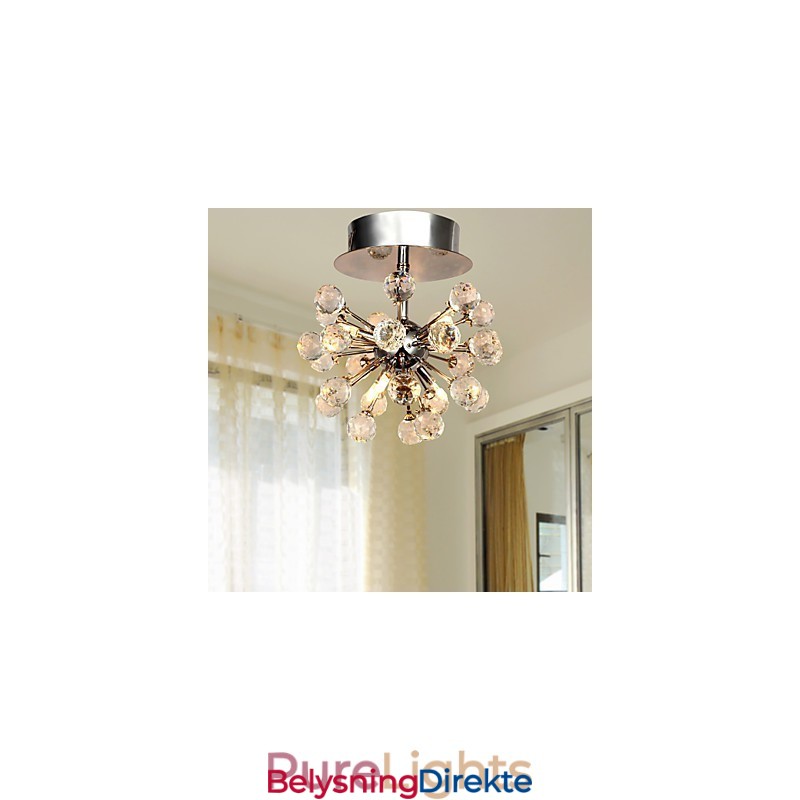 Moderne Samtids Krystall Mini-Style Krom Metall Lysekrone Innfelt Montering