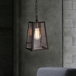 Vintage Metallpendellampe Med Glassskjerm