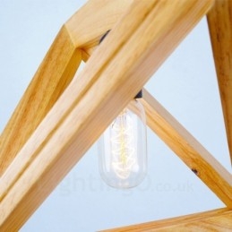 Moderne Og Moderne Pendellampe I Tre Med 1 Lys Og Treskjerm