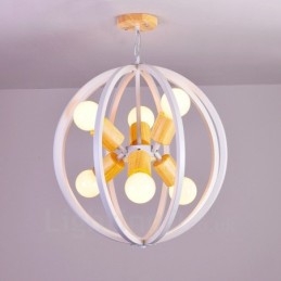 6 Lys Retro Vintage Pendellampe I Jern Med Jernskjerm
