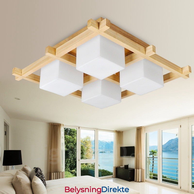 4 Moderne, Samtidskunstnerisk Nordisk Stil, Innfelt Taklampe Med Glassskjerm